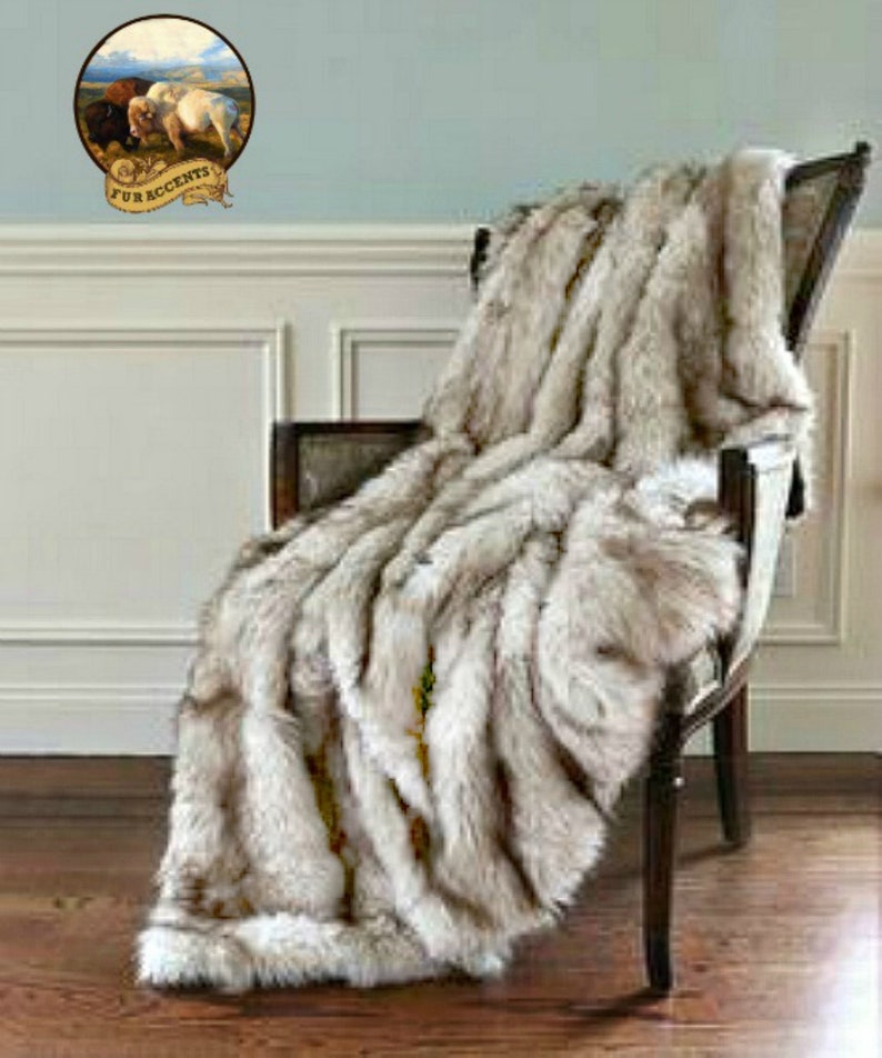 Plush Faux Fur Throw Blanketsoft Black Tip Arctic Etsy