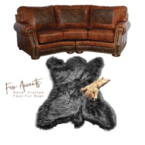 Sierra Bear Skin Rug. Realistic. Faux Fur. Area Rug. Lodge Cabin. Throw Rug. Old Fashion. Shag. Faux Sheepskin, Thick Shag Accent Rug