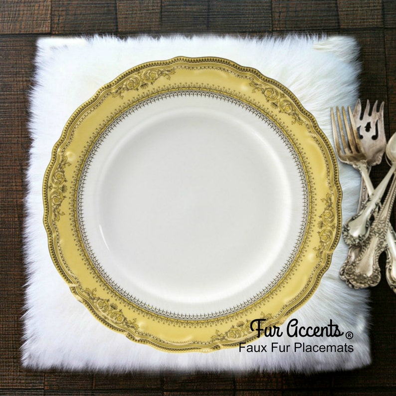 4 Plush Faux Fur Square Placemats Luxury Fur Soft Shaggy Etsy