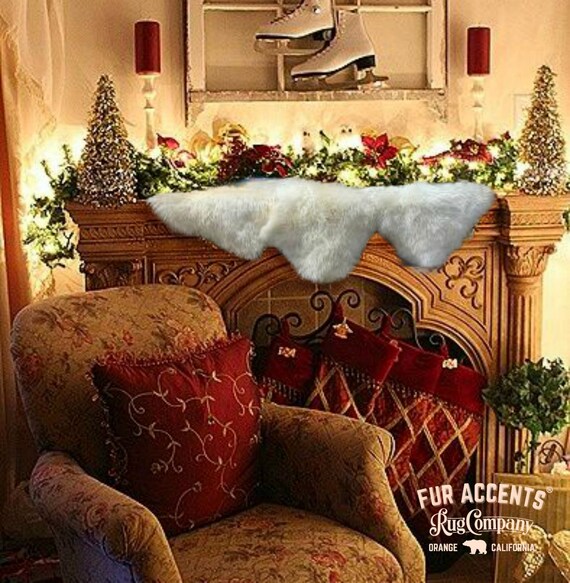 Classic Faux Fur Fireplace Mantle Scarf Shaggy Sheepskin Christmas Decoration White / Off White Snow Drift Swag Garland by Fur Accents - USA