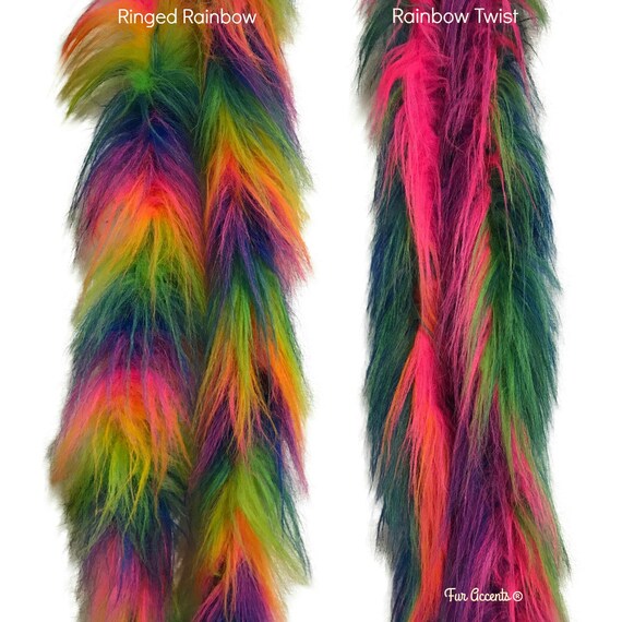 Faux Fur Christmas Tree Garland - Shaggy Arctic Fox - Rainbow Band - Strand - Ornament - Tree Trim - Decoration - 1"-2" Fur Accents-USA