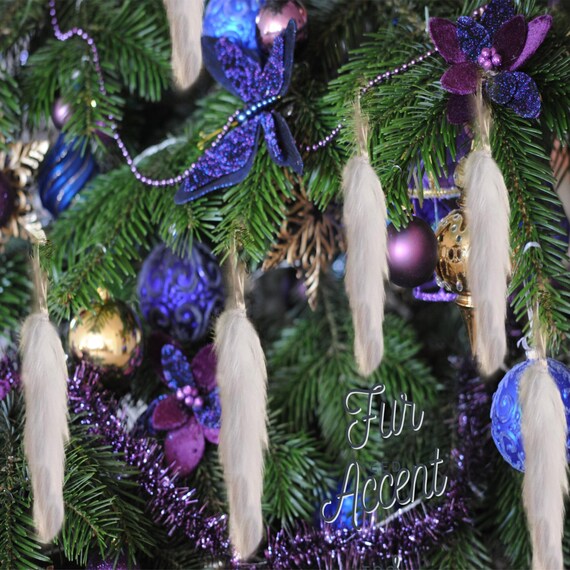 Faux Fur Icicles, White Christmas Tree Snowcicles, Shaggy  Snow Flake Ornaments, Stairway Trim, Handmade Locally, Fur Accents-USA