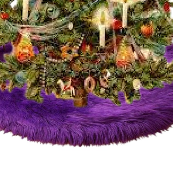 Faux Fur Christmas Tree Skirt, Garland or Swag, Shaggy Cranberry Red, Strand, Ornament, Stairway Trim, Mantle Decoration,  Fur Accents-USA