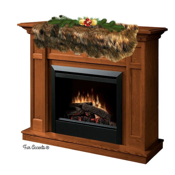 Plush Faux Fur Fireplace Mantle Scarf- Luxury Golden Brown Wolf Pieced Fur - Dresser - Hutch Buffet Table Runner - Fur Accents Originals USA