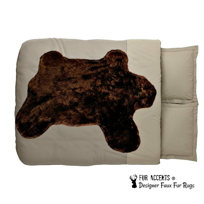 Plush Shag Faux Fur Bedspread Big Brown Bear Design 6 Etsy
