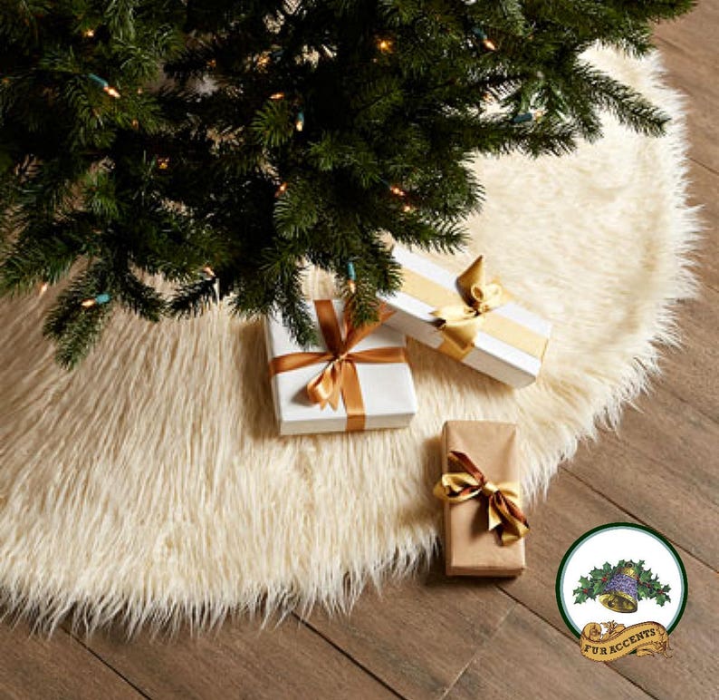 Classic Faux Fur Christmas Tree Skirt Shaggy Shag Faux Etsy
