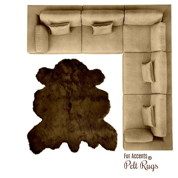 Plush Faux Fur Area Rug - Luxury Fur Thick Buffalo Hide Bear Skin - Faux Fur - Animal Pelt Shape Designer Throw Rug - Fur Accents - USA
