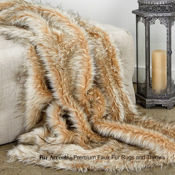 Mongolian Brown Sheepskin Fur Throw Blanket + Reviews