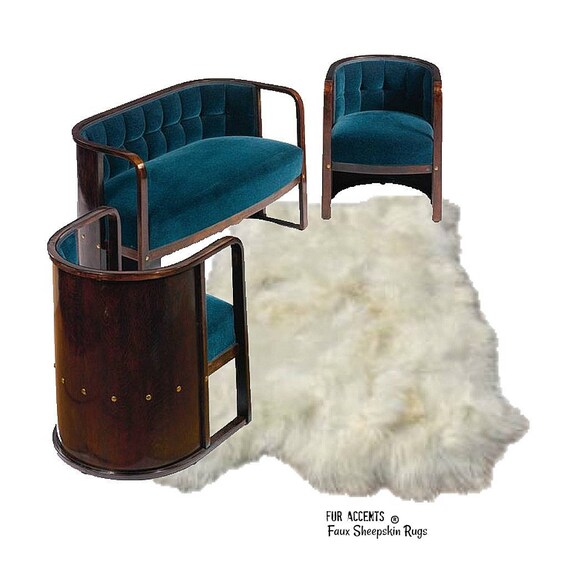 Thick Faux Fur Area Rug - White or Off White Icelandic Sheepskin - Faux Fur - Random Multi Pelt Shape Designer Throw Rug - Fur Accents - USA