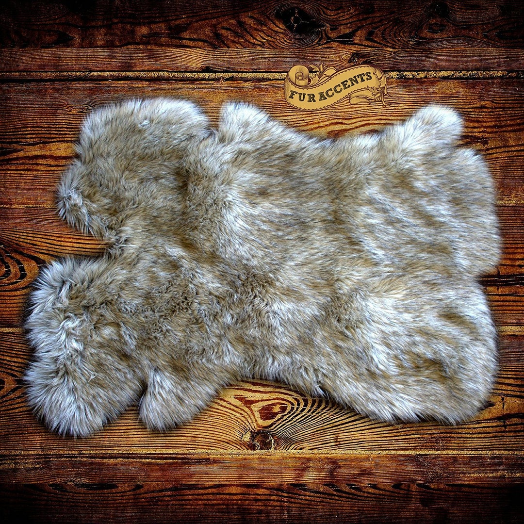 Fur Rug Shape Pelt Shape Faux Fox Fur Rug – Brown Tip Plush Throw, Handmade in USA - Etsy