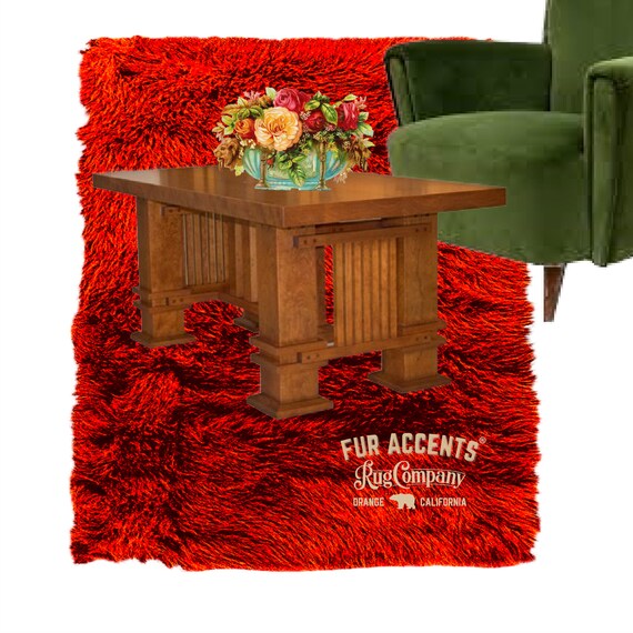 Plush Faux Fur Area Rug - Shaggy Thick Sheepskin - Rectangle Shape Pelt Design  - Designer Art Rug by Fur Accents USA