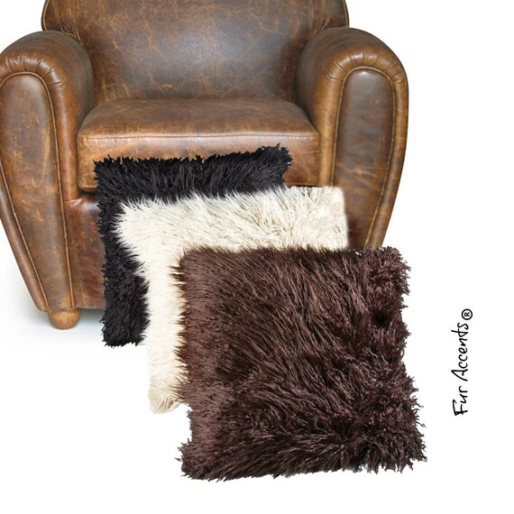 1 Plush Faux Fur Pillow - Sham - Cover - Plush Shag - Sheepskin - 3 New Sizes - Colors  - Designer Throw - Toss -  Fur Accents USA
