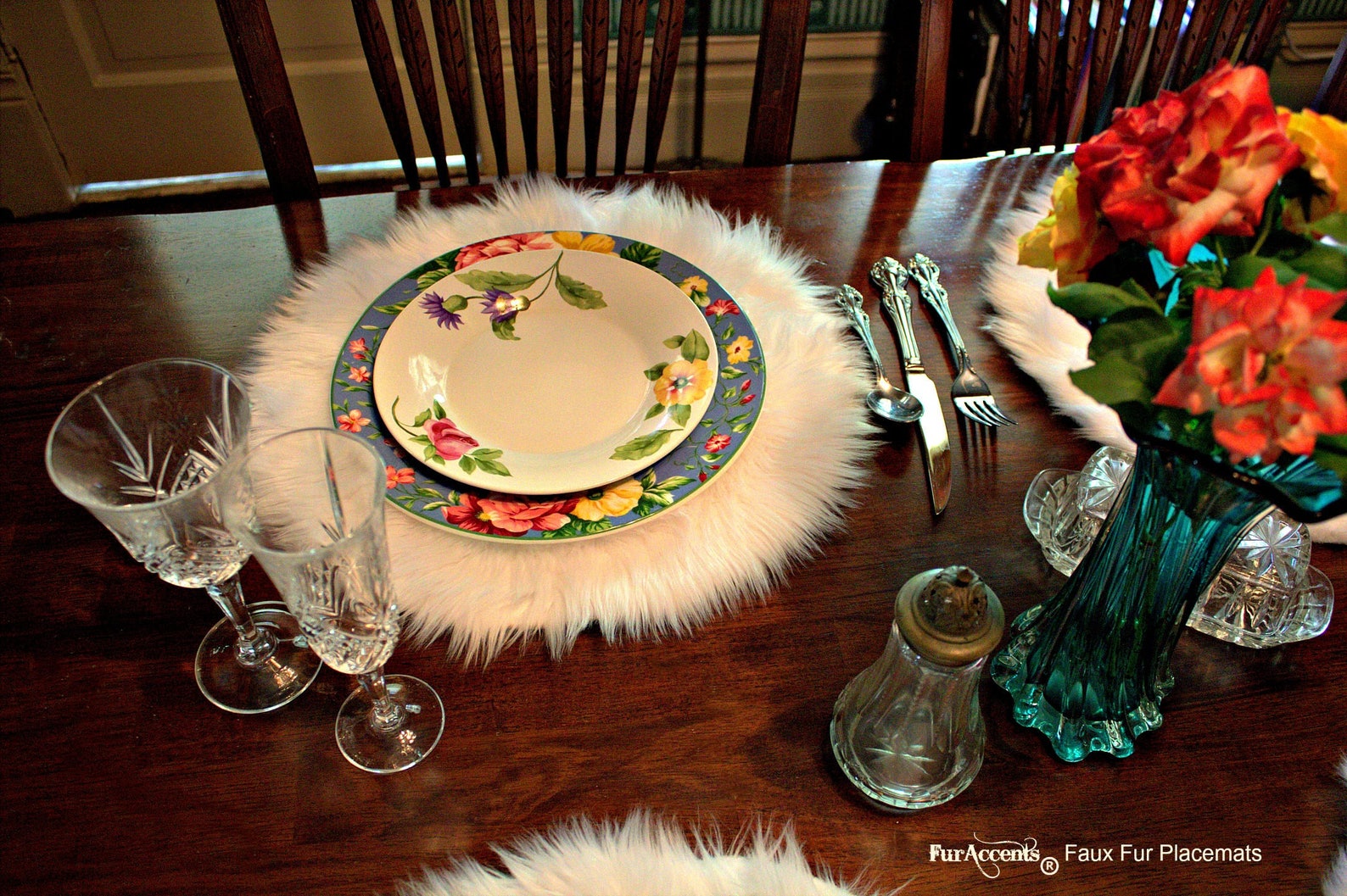 4 Plush Faux Fur Placemats Luxury Fur Soft Shaggy Sheepskin Etsy