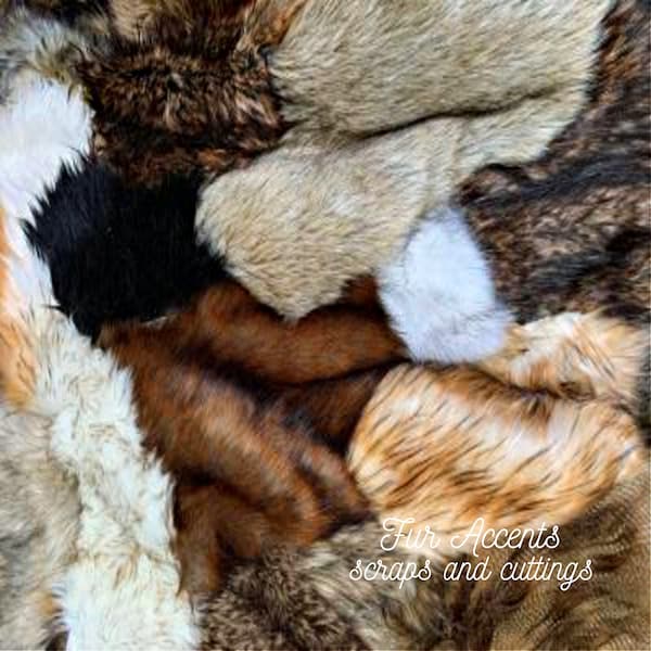 Faux Fur Scraps, Remnants, Cuttings, Gab Bag, Assortment box, craft supplies, sewing, fabrics, costume. props, baby, photography, patchwork