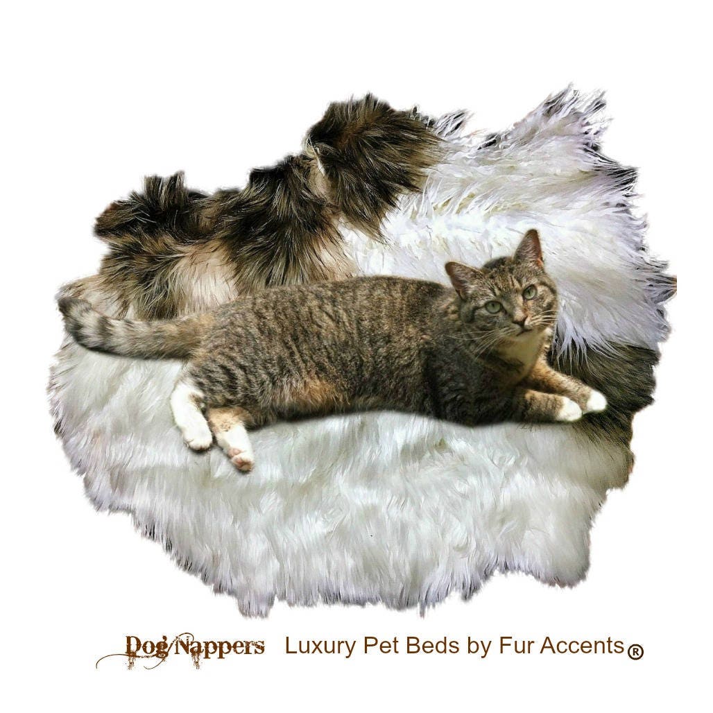  Shaggy  Soft Padded Luxury Faux Fur DogNapper Dog Bed Tabby  
