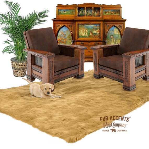 Plush Faux Fur Area Rug - Shaggy Thick Sheepskin - Rectangle Shape Pelt Design  - Throw 6 Colors Designer Art Rug by Fur Accents USA