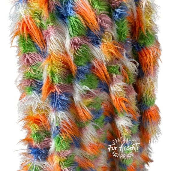 Plush Faux Fur Throw Blanket, Soft, Multi Color Mongolian Shaggy Fur, Bedding, Bedspread, Minky Cuddle Lining, Handmade by Fur Accents USA