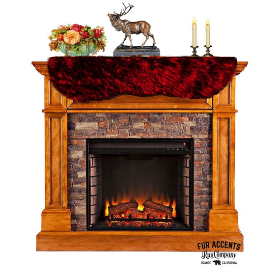 Plush Faux Fur Fireplace Mantle Scarf- Luxury Golden Wolf Fur - Dresser - Hutch - Buffet - Table Runner - Fur Accents Originals USA