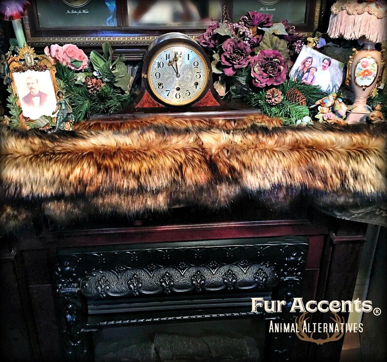 Plush Faux Fur Fireplace Mantle Scarf Luxury Golden Brown Etsy