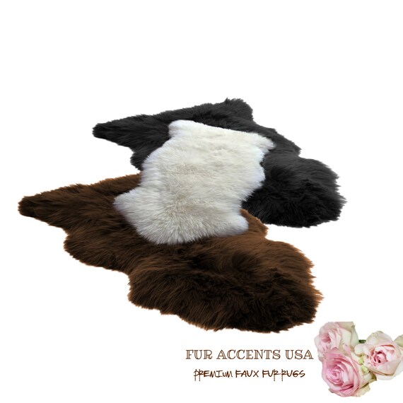 Plush Faux Fur Area Rug - Shaggy Sheepskin -Chubby Bear Skin - Single Pelt Design - Pelt Shape - Designer Art Rug by Fur Accents USA