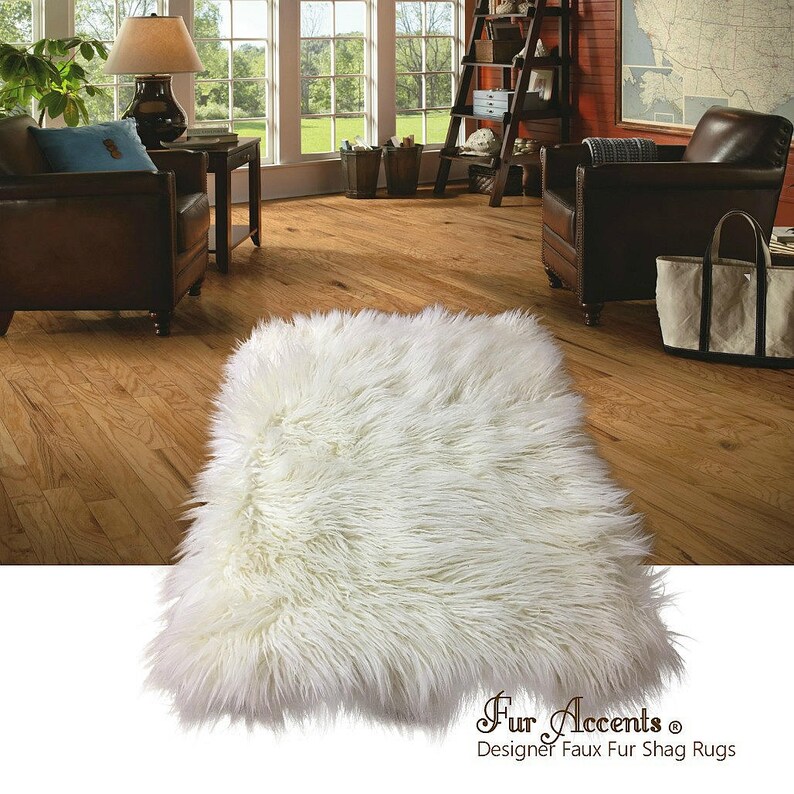 Plush Faux Fur Area Rug Luxury Thick Gy Icelandic Sheepskin White Off Or Brown Rectangle Accents Usa