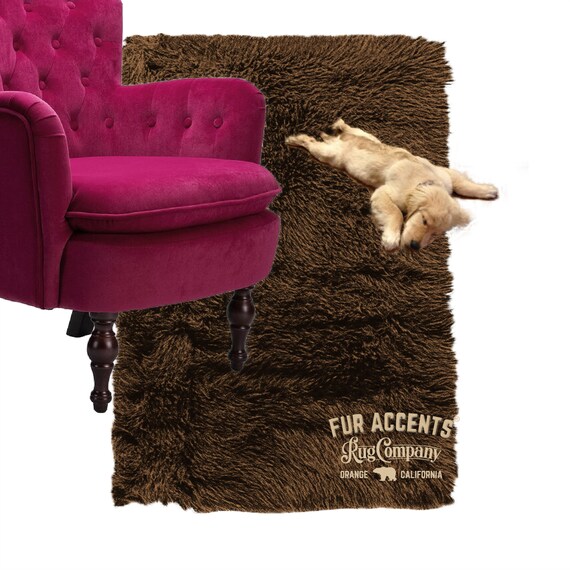 Plush Faux Fur Area Rug - Shaggy Thick Sheepskin - Rectangle Shape Pelt Design  - Designer Art Rug by Fur Accents USA