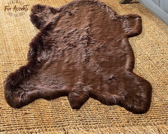 動物に優しいクマの頭のクマ皮ラグ、フェイクファー、全サイズと全色