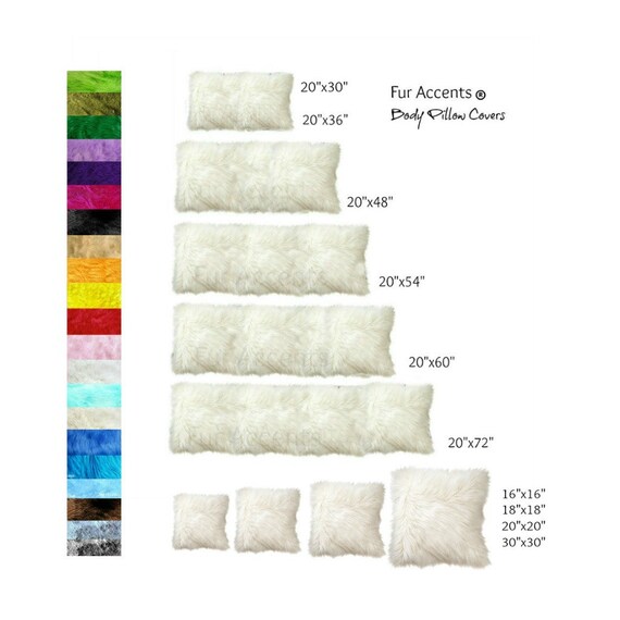 Plush Faux Fur Pillow Sham Cover 10 New Sizes Body Pillow Bolster Throw Toss Inserts Not Included Fur Accents USA Etsy