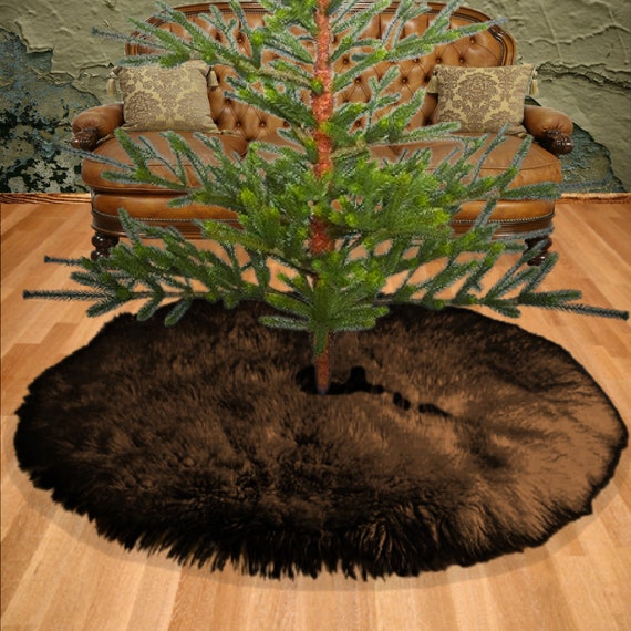 Faux Fur Christmas Tree Skirt Or Swag, Shaggy Cranberry Red,  Ornament, Stairway Trim, Mantle Decoration, Fur Accents-USA