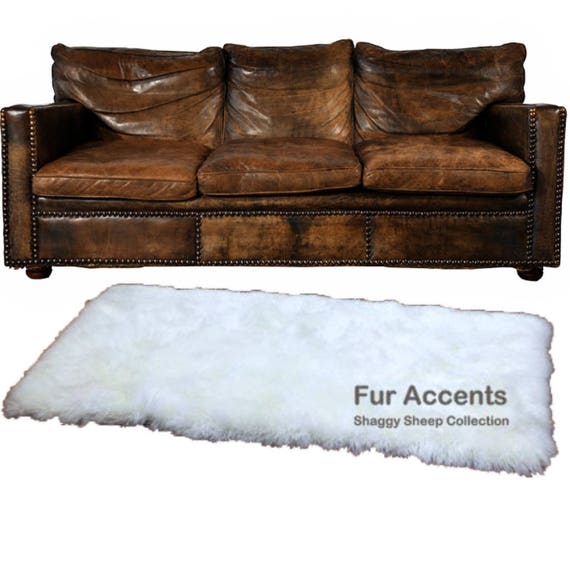 Plush Faux Fur Area Rug Runner - Shaggy Polar Bear Shag - Sheepskin - White or Off White Rectangle Shape Designer Throw - Fur Accents - USA