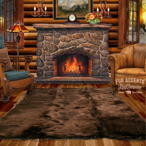 Plush Faux Fur Sheepskin Area Rug - White - Ivory Off White Brown or Spotted Shag Designer Throw Rug - 100% Animal Friendly Fur Accents USA