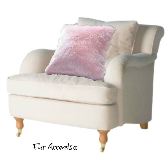 1 Plush Faux Fur Pillow - Sham - Cover - Plush Shag - Sheepskin - 3 New Sizes - Soft Pink  - Designer Throw - Toss -  Fur Accents USA