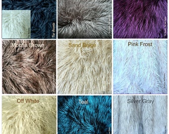 Échantillon de tissu en peluche en fausse fourrure à poils longs avec lama de Mongolie - 16 couleurs - Fourrure de qualité supérieure de la marque Fur Accents - États-Unis