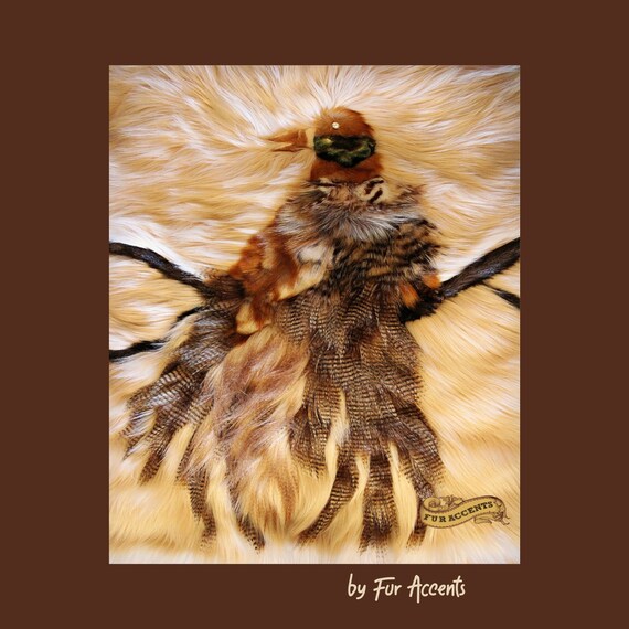 One of a Kind, Patchwork Pieced Faux FurArt Rug,100% Animal Friendly, Bird of Paradise Design, Heirloom Quality. Fur Accents, Hand Made, USA