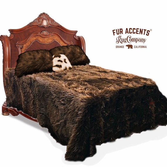 Faux Fur Bedspread, Thick, Plush, Shaggy, Designer Bedding, Matching Pillows, Shams, Throw Blankets, Handmade in America, Fur Accents