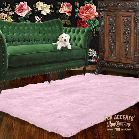 Plush Faux Fur Area Rug - Shaggy Thick Sheepskin - Rectangle Shape Pelt Design  - Designer Art Rug by Fur Accents USA