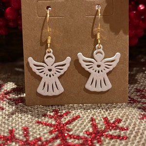 Christmas Angel Earrings White Angel Holiday