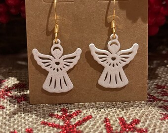 Christmas Angel Earrings White Angel Holiday