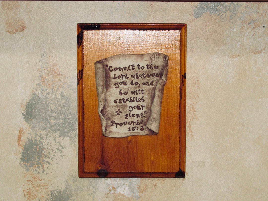 Proverbs 16:3, Christian Scripture Wall Hanging, Porcelain and Wood ...