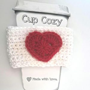 Mug Cozy, Crocheted Mug Cozy, Valentine&#39;s Day Mug Cozy, Heart Mug Cozy, Coffee Mug Cozy