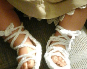 White gladiator sandals gladiator sandals crochet crocheted sandals baby shower gift for girl sandals for baby Easter sandals Etsy