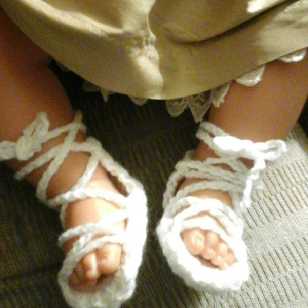 White  gladiator sandals, gladiator  sandals , crochet ,  crocheted  sandals , baby shower  gift for  girl, sandals for baby, Easter sandals