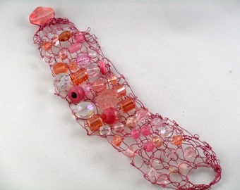 Bracelet - Pink Wire Knitted