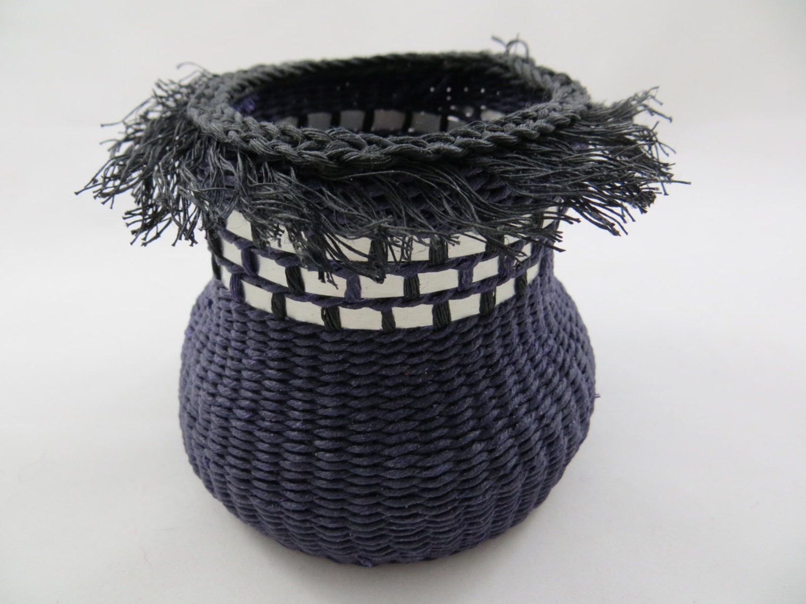 Baskets waxed linen aluminum woven weaving art home Etsy