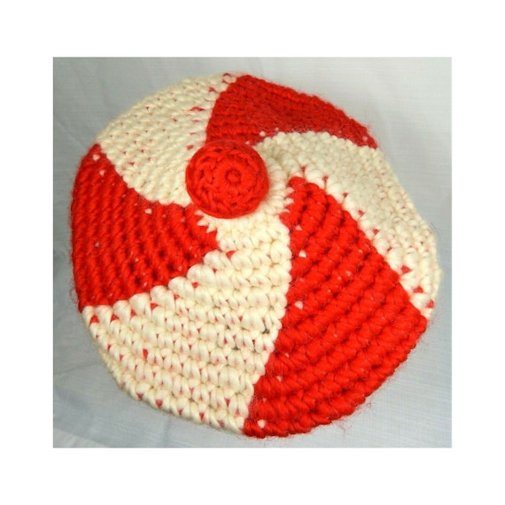 Lerner Vintage Beret Hat 60's Wool Knit Beret Red