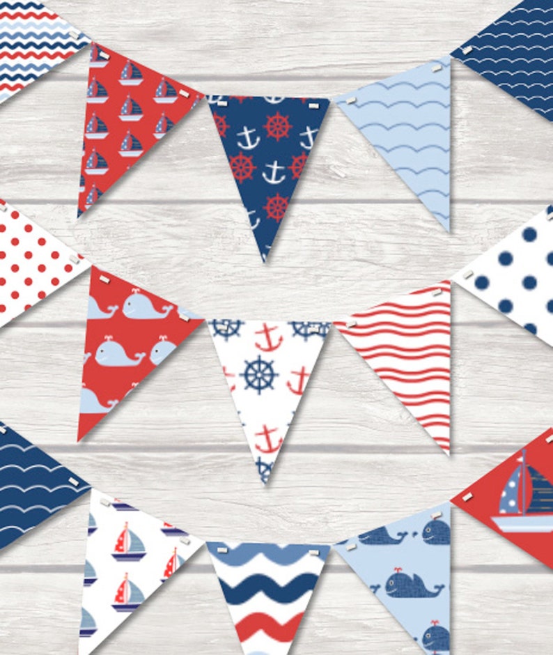 NAUTICAL Bunting 18 Flags with 3mtrs ribbon Party decor Etsy