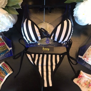 Classic Stripe String Bikini - Pads included - Cheeky or Regular coverage