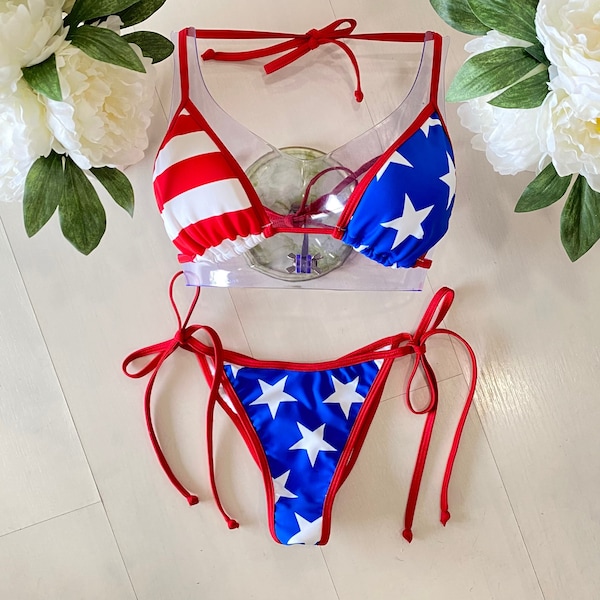 USA Flag String Bikini - Pads included - Cheeky or Regular coverage