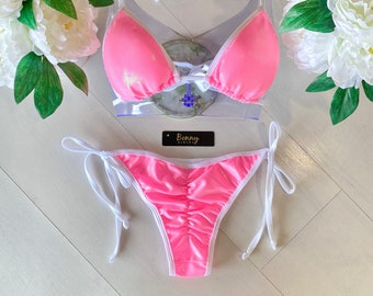 Pink Shimmer String Bikini - Pads included - Cheeky or Regular coverage