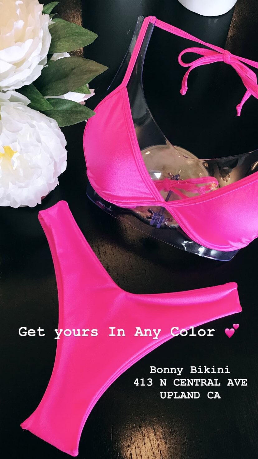 Pink bikini with black outline sale